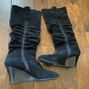 Black suede boots